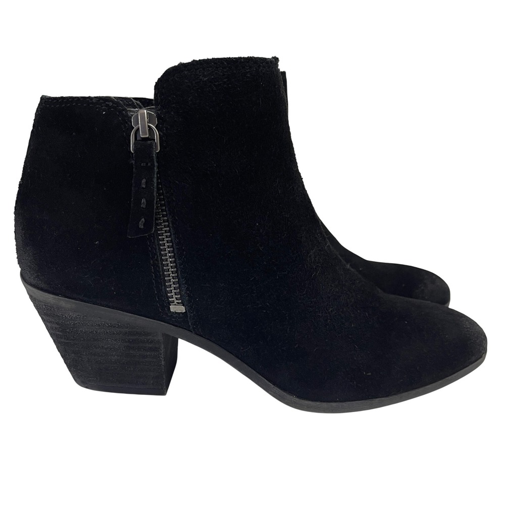Frye & Co Judy Ankle Boots Womens 8 Black Suede Side Zip Block Heel Bootie Shoes